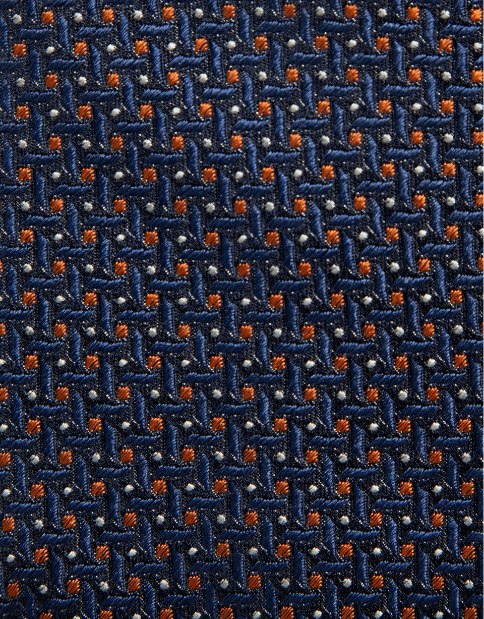 Corbata seda jacquard geométrico marino/naranja | Roberto Verino