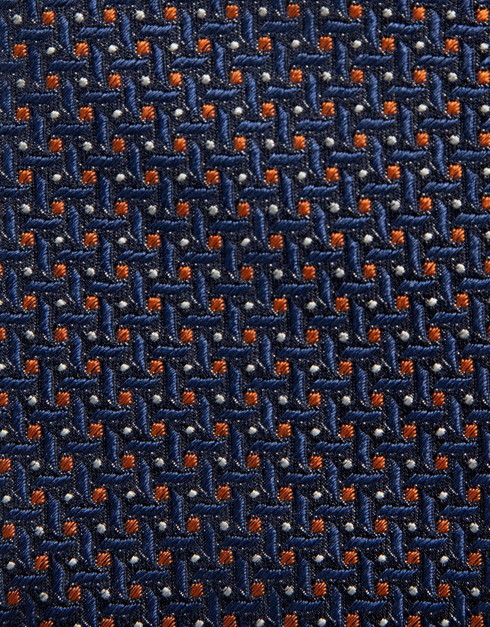 Navy blue/orange geometric jacquard silk tie | Roberto Verino
