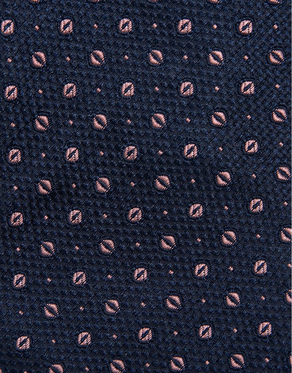 Navy silk tie with pink jacquard pattern - Man | Roberto Verino