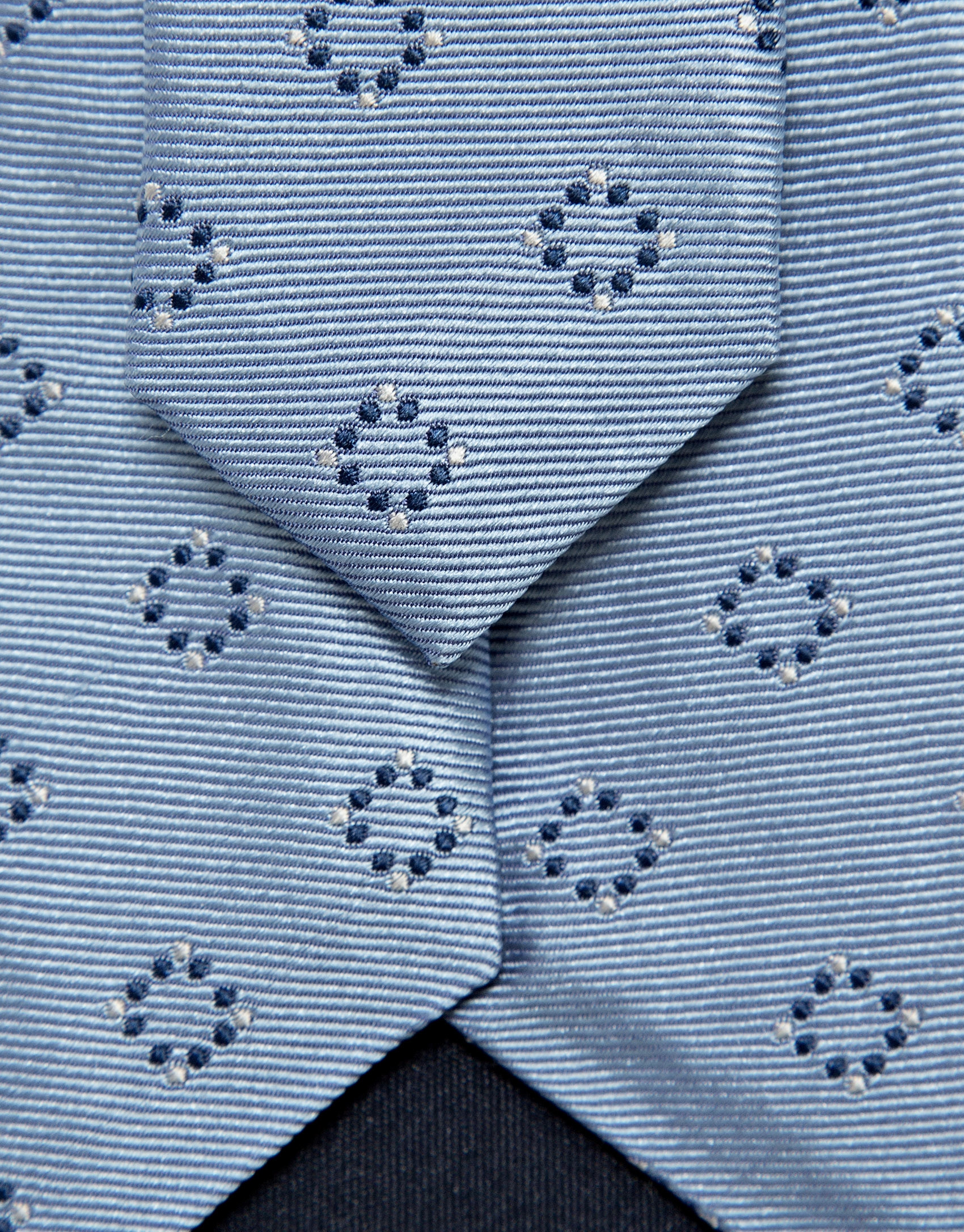 Light blue silk tie with navy geometric ... | Roberto Verino