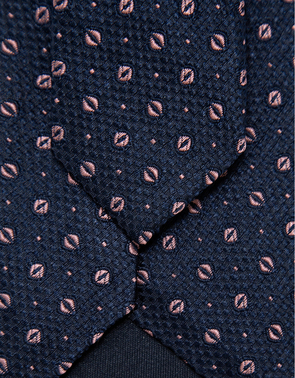 Navy silk tie with pink jacquard pattern - Man | Roberto Verino