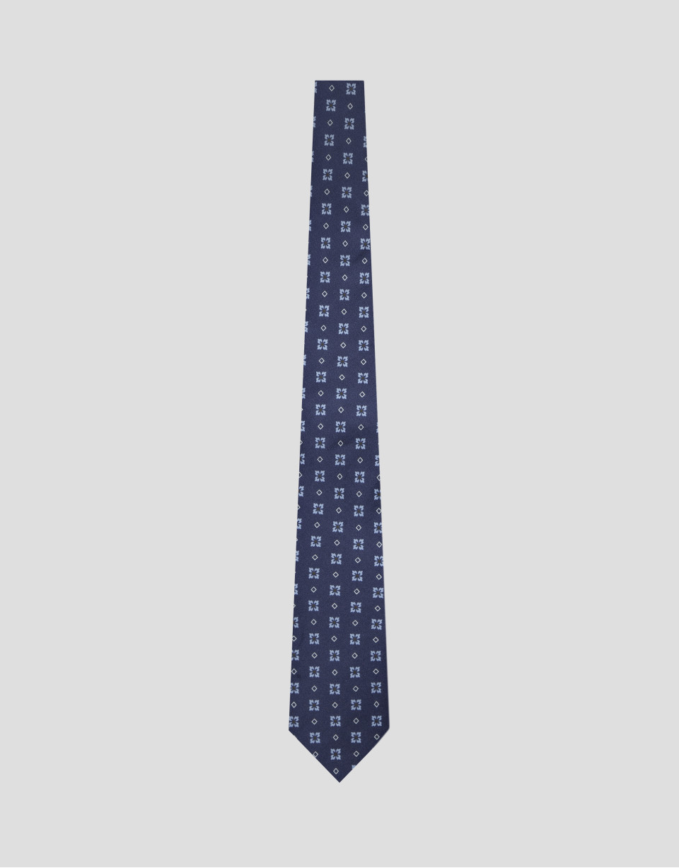 Indigo-toned silk tie - Man - SS2026 | Roberto Verino