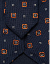 Navy silk tie with geometric orange flower ... | Roberto Verino