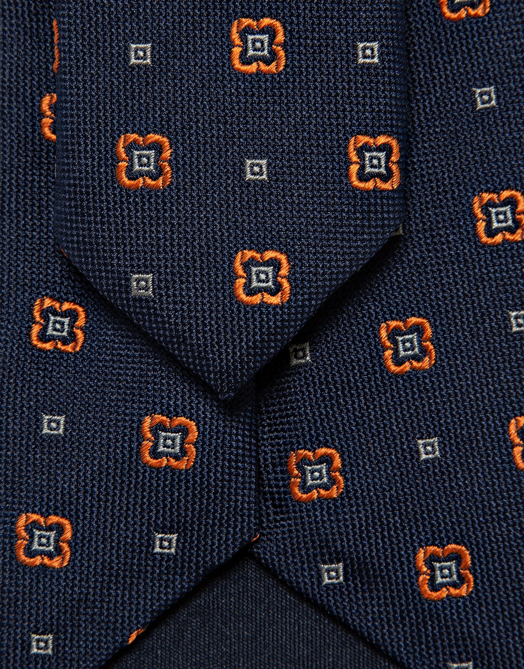 Corbata seda marino jacquard geométrico flor... | Roberto Verino