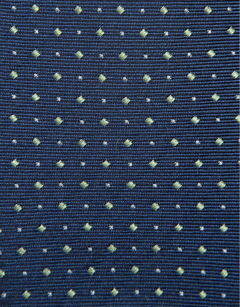 Navy silk tie with white jacquard pattern - Man | Roberto Verino