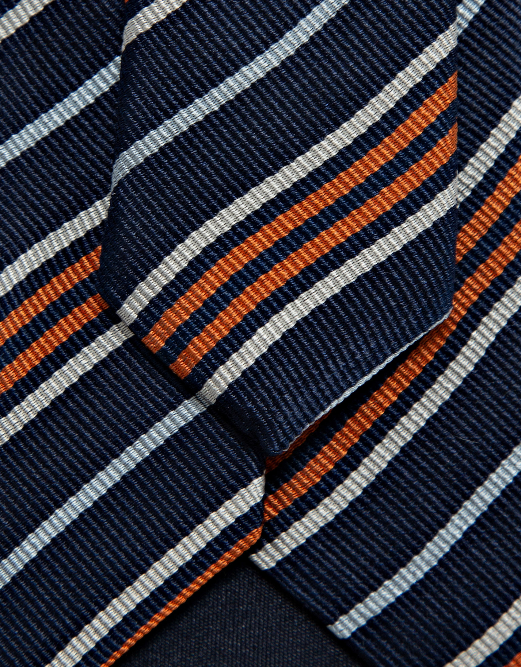 Corbata seda marino rayas naranja/blanco | Roberto Verino