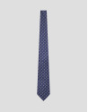 Blue silk tie with silver jacquard - Man | Roberto Verino
