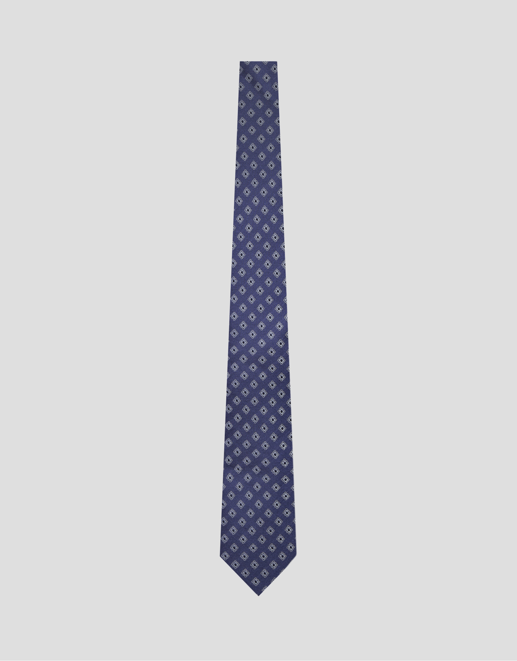 Blue silk tie with silver jacquard - Man | Roberto Verino