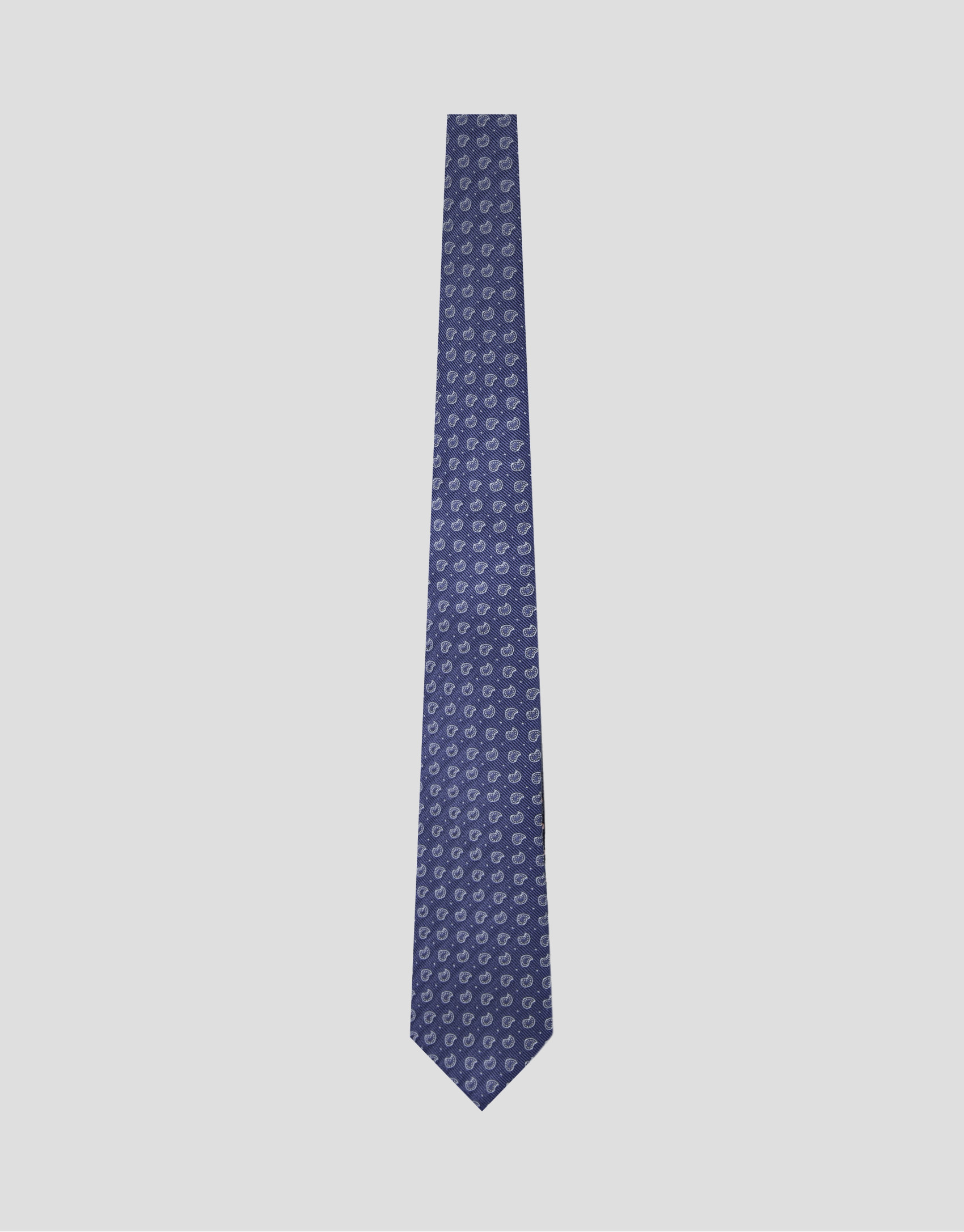 Blue silk tie with silver paisley jacquard | Roberto Verino