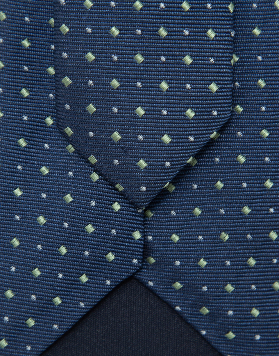 Navy silk tie with white jacquard pattern - Man | Roberto Verino
