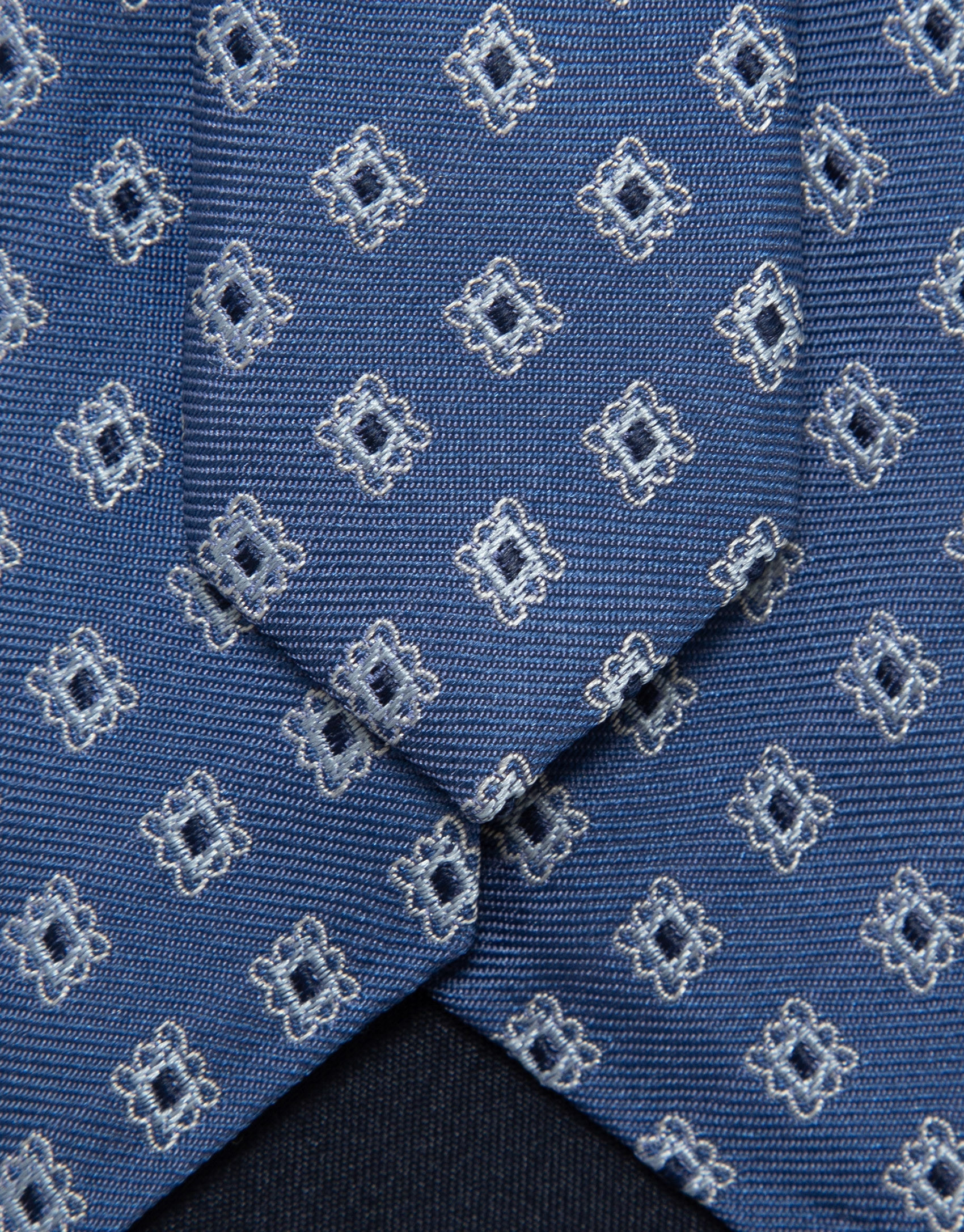 Blue silk tie with silver jacquard - Man | Roberto Verino