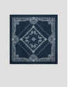 Navy silk scarf with white print - Man - SS2026 | Roberto Verino