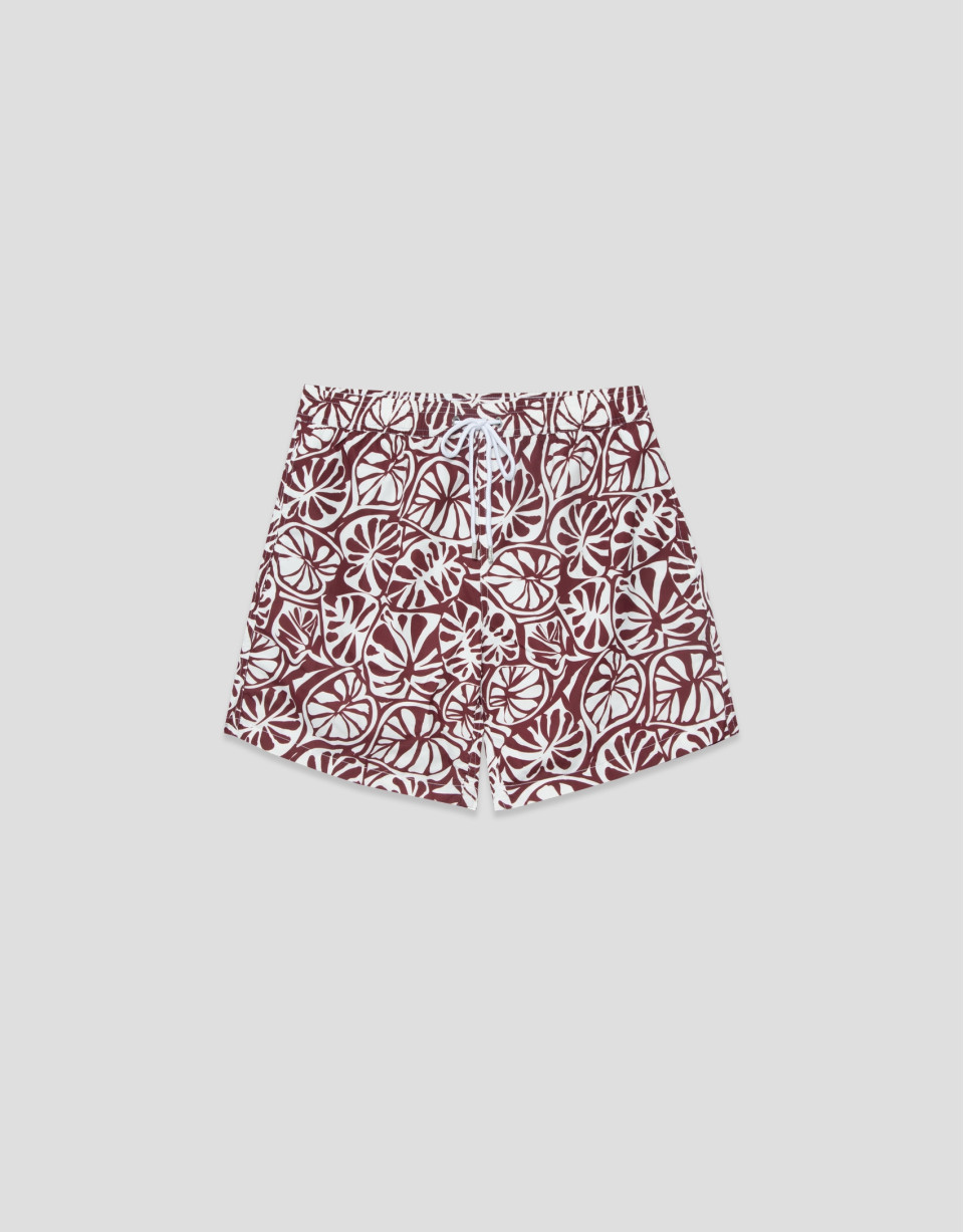 Plum and white tropical flower print swimsuit | Roberto Verino