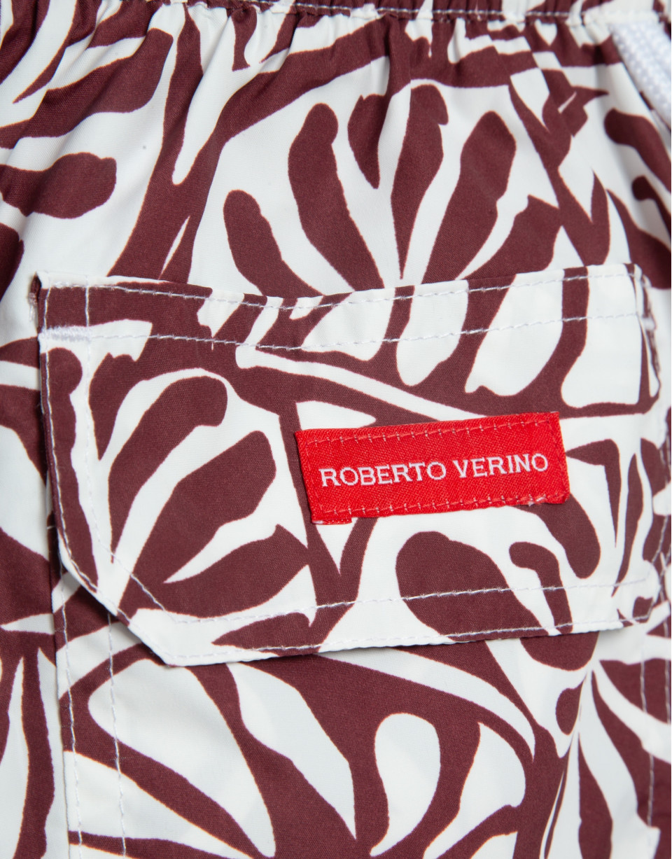 Plum and white tropical flower print swimsuit | Roberto Verino