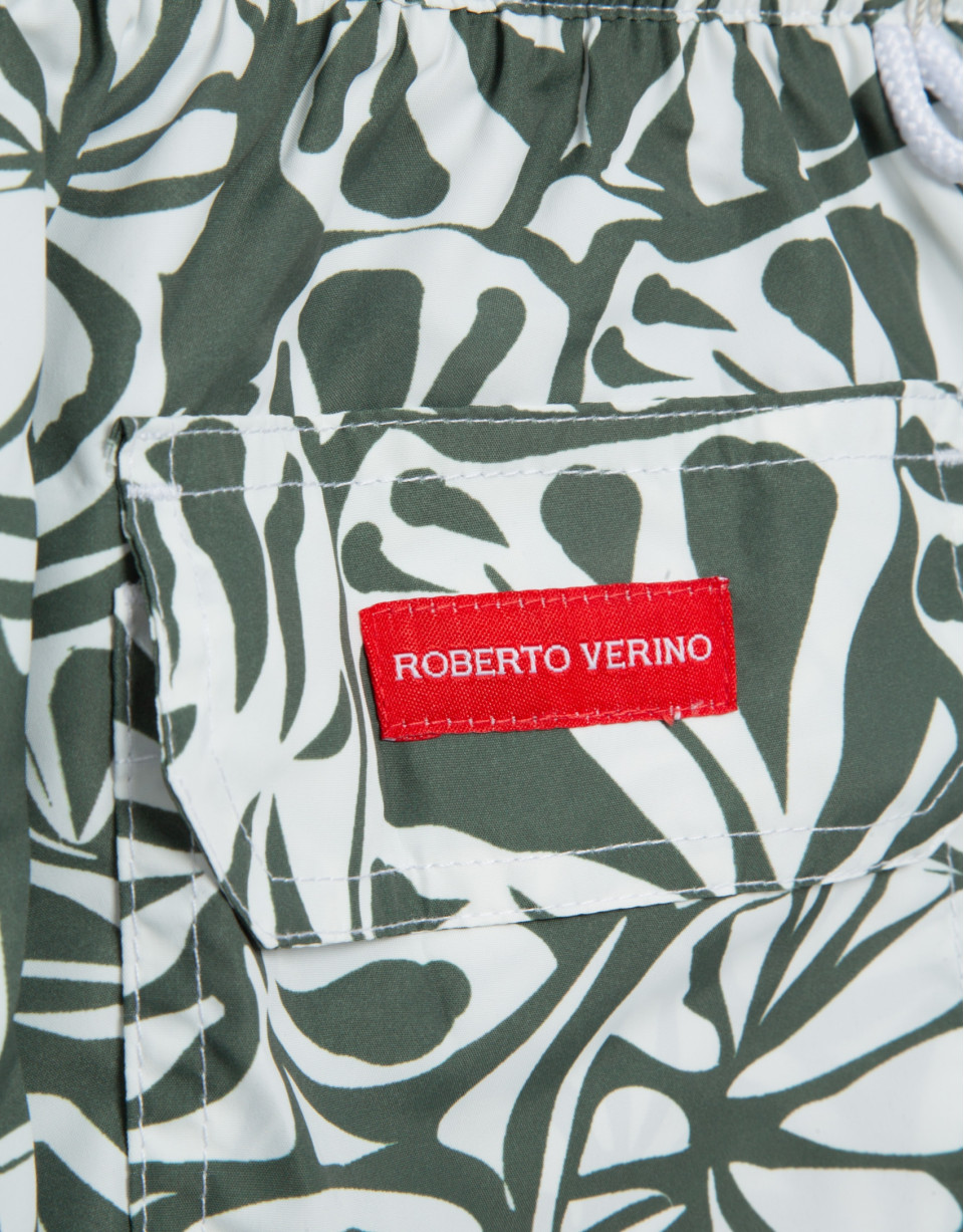 Bañador estampado flor tropical caqui y blanco | Roberto Verino