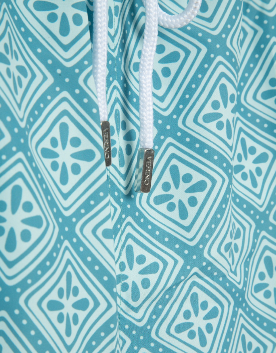 Bañador estampado geométrico azul verdoso y... | Roberto Verino