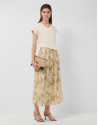 Beige-toned printed crepe midi skirt - Woman | Roberto Verino
