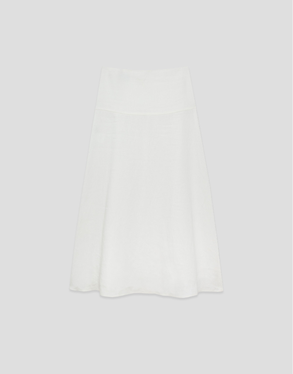 Off-white linen blend flared midi skirt - Woman | Roberto Verino