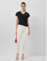 White five-pocket trousers with silver ... | Roberto Verino
