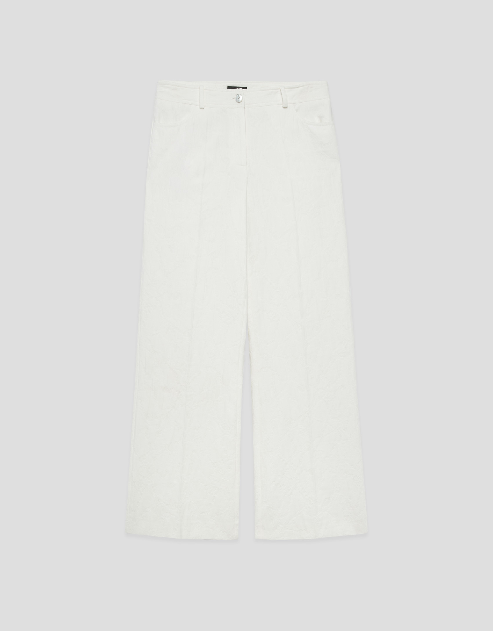 White cotton jacquard four-pocket trousers | Roberto Verino