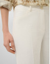 White cotton jacquard four-pocket trousers | Roberto Verino