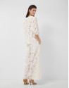 White devoré palazzo trousers with floral print | Roberto Verino