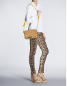 Bolso Alicia Copacabana serraje grabado cocodrilo camel