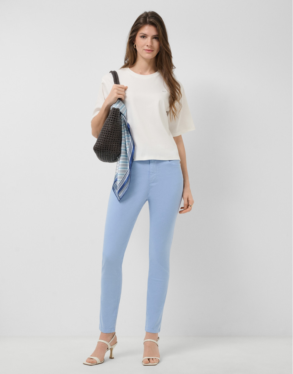 Blue cotton five-pocket skinny trousers - Woman | Roberto Verino