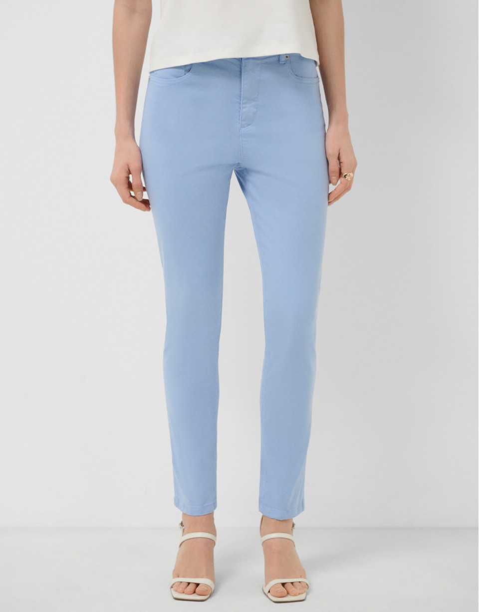 Blue cotton five-pocket skinny trousers - Woman | Roberto Verino