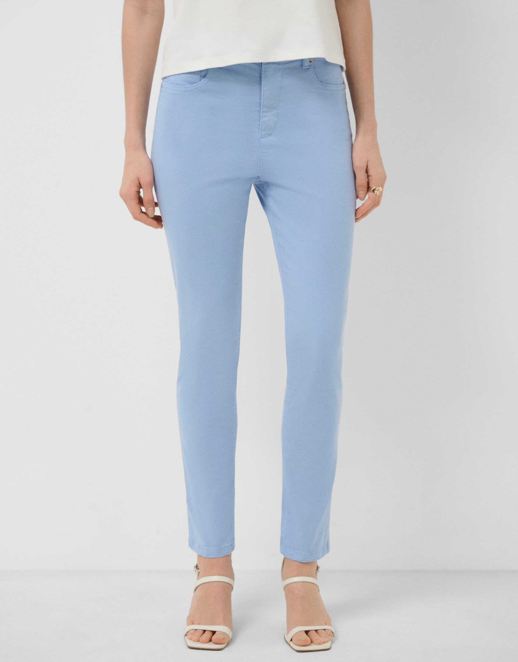 Blue cotton five-pocket skinny trousers - Woman | Roberto Verino