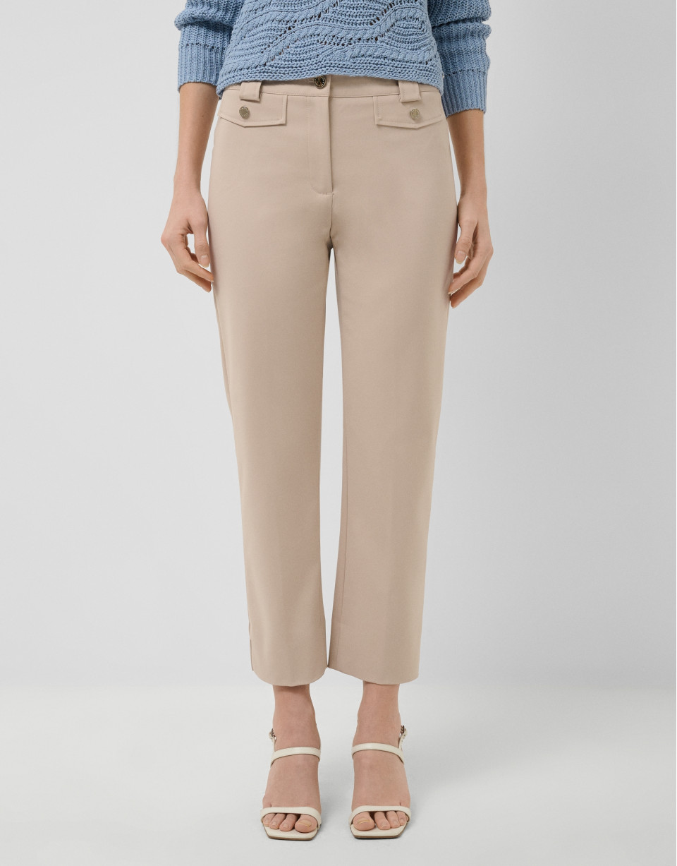 Trousers with beige technical fabric tabs | Roberto Verino