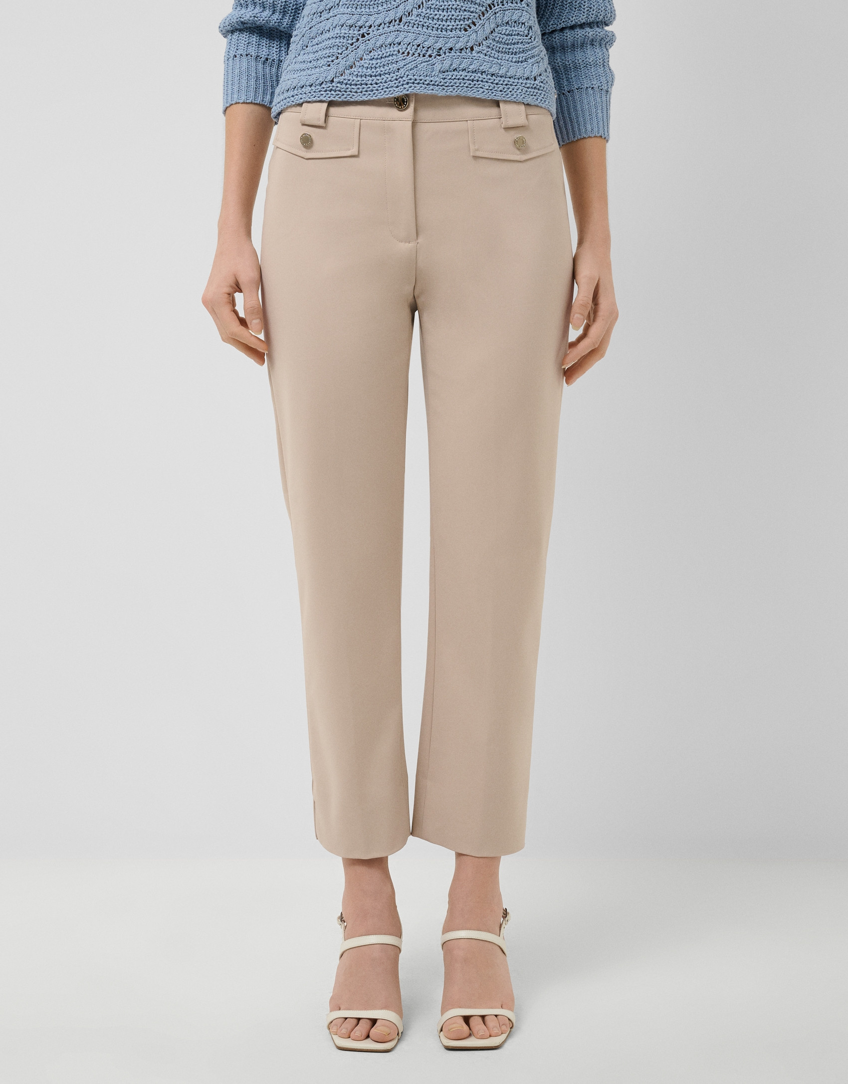 Trousers with beige technical fabric tabs | Roberto Verino