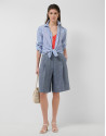 Long five-pocket blue linen Bermuda shorts | Roberto Verino