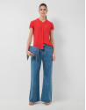 Red short-sleeved blouse with ruffles - Woman | Roberto Verino