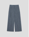 Wide-leg trousers with pleats in blue linen | Roberto Verino