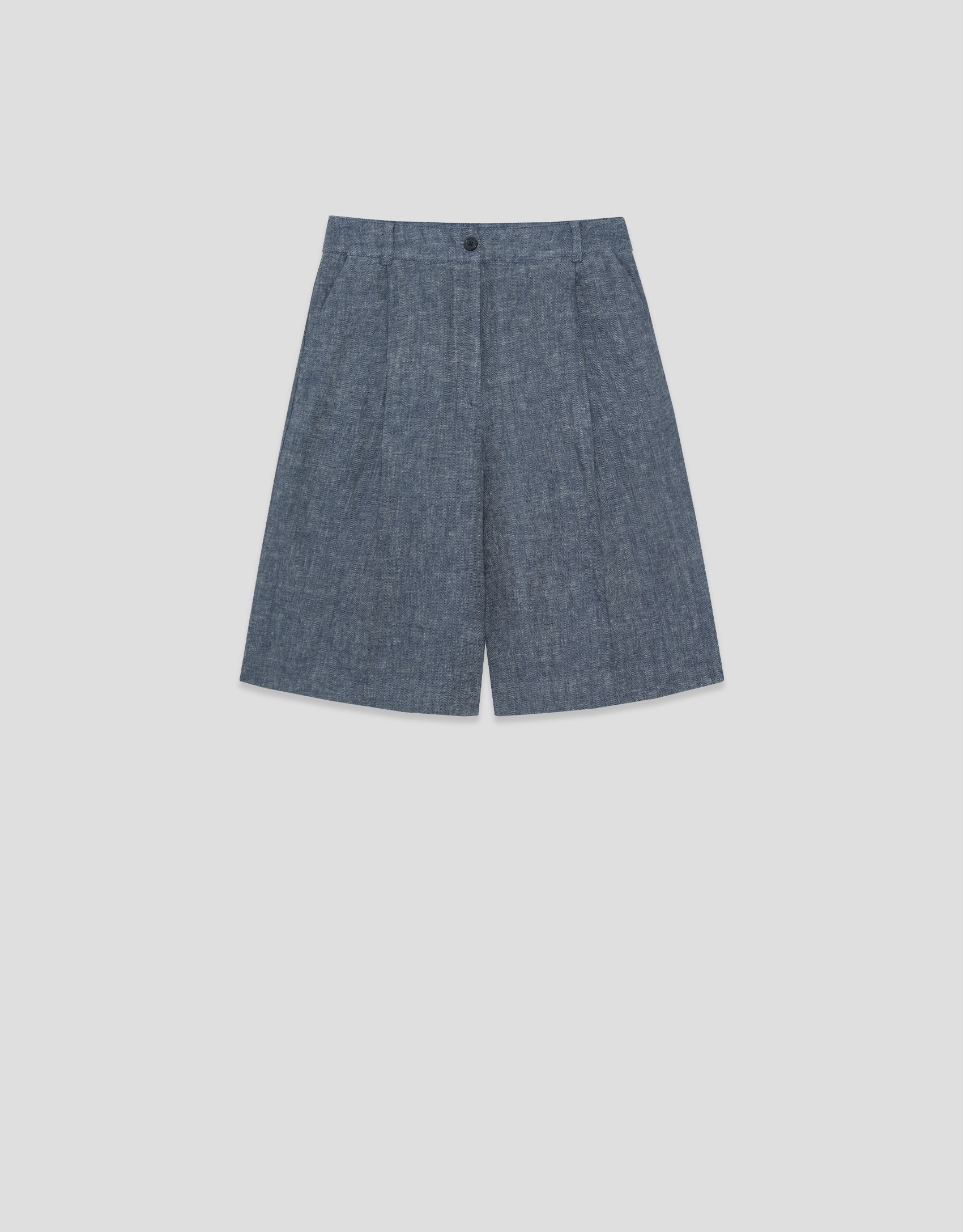 Pantalón bermuda larga cinco bolsillos lino azul | Roberto Verino