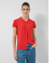 Red short-sleeved blouse with ruffles - Woman | Roberto Verino