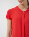 Red short-sleeved blouse with ruffles - Woman | Roberto Verino