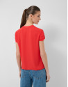Red short-sleeved blouse with ruffles - Woman | Roberto Verino