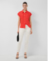 Sleeveless blouse with pockets in red - Woman | Roberto Verino