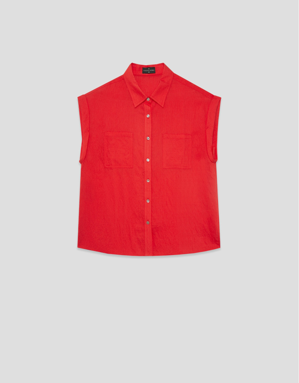 Sleeveless blouse with pockets in red - Woman | Roberto Verino