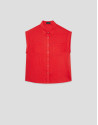Blusa sin mangas y con bolsillos rojo - Mujer | Roberto Verino