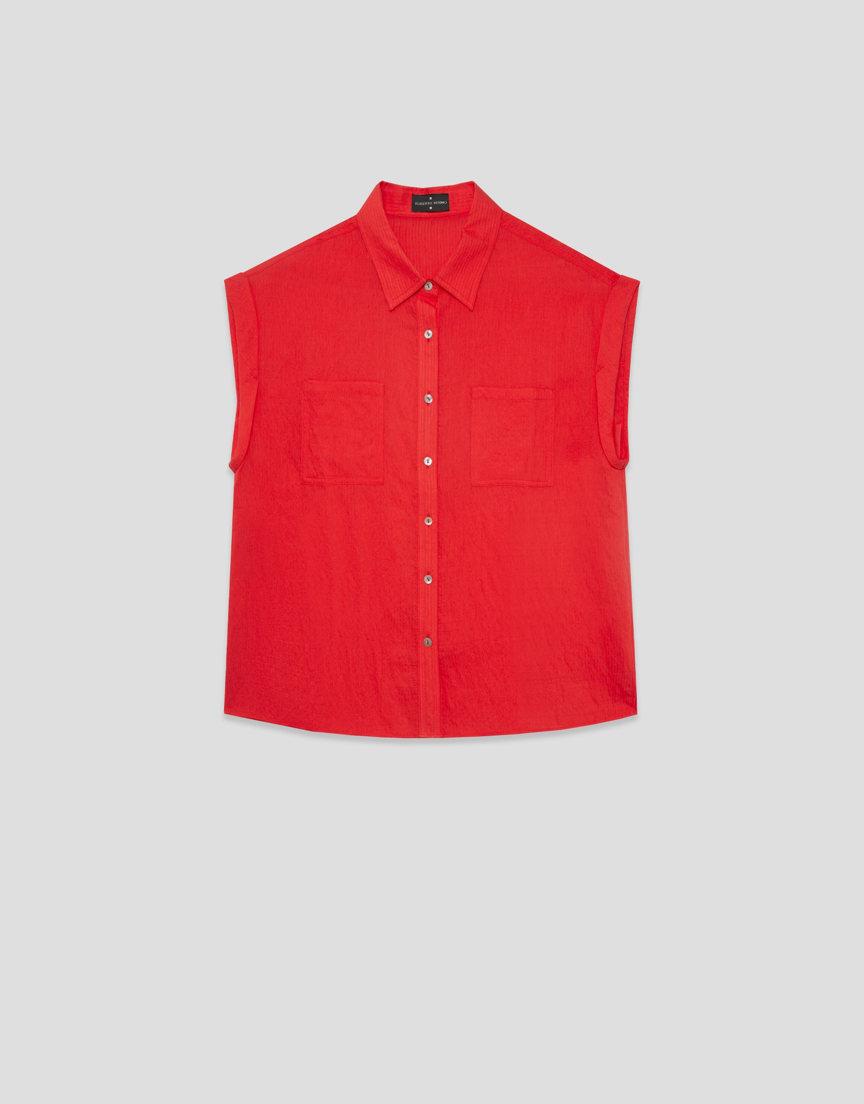Blusa sin mangas y con bolsillos rojo - Mujer | Roberto Verino
