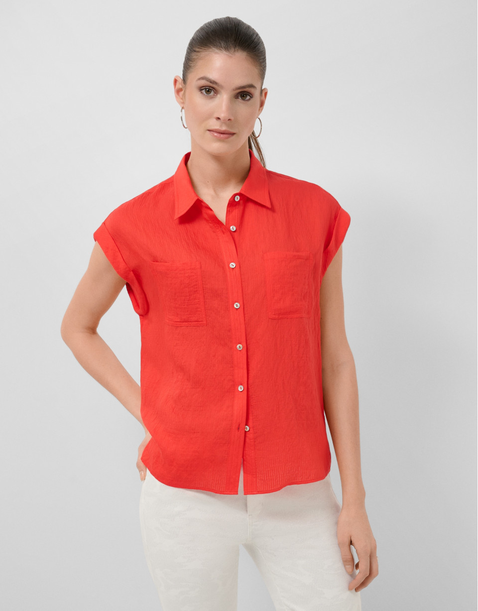 Blusa sin mangas y con bolsillos rojo - Mujer | Roberto Verino