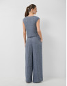 Blue linen gathered sleeveless blouse - Woman | Roberto Verino