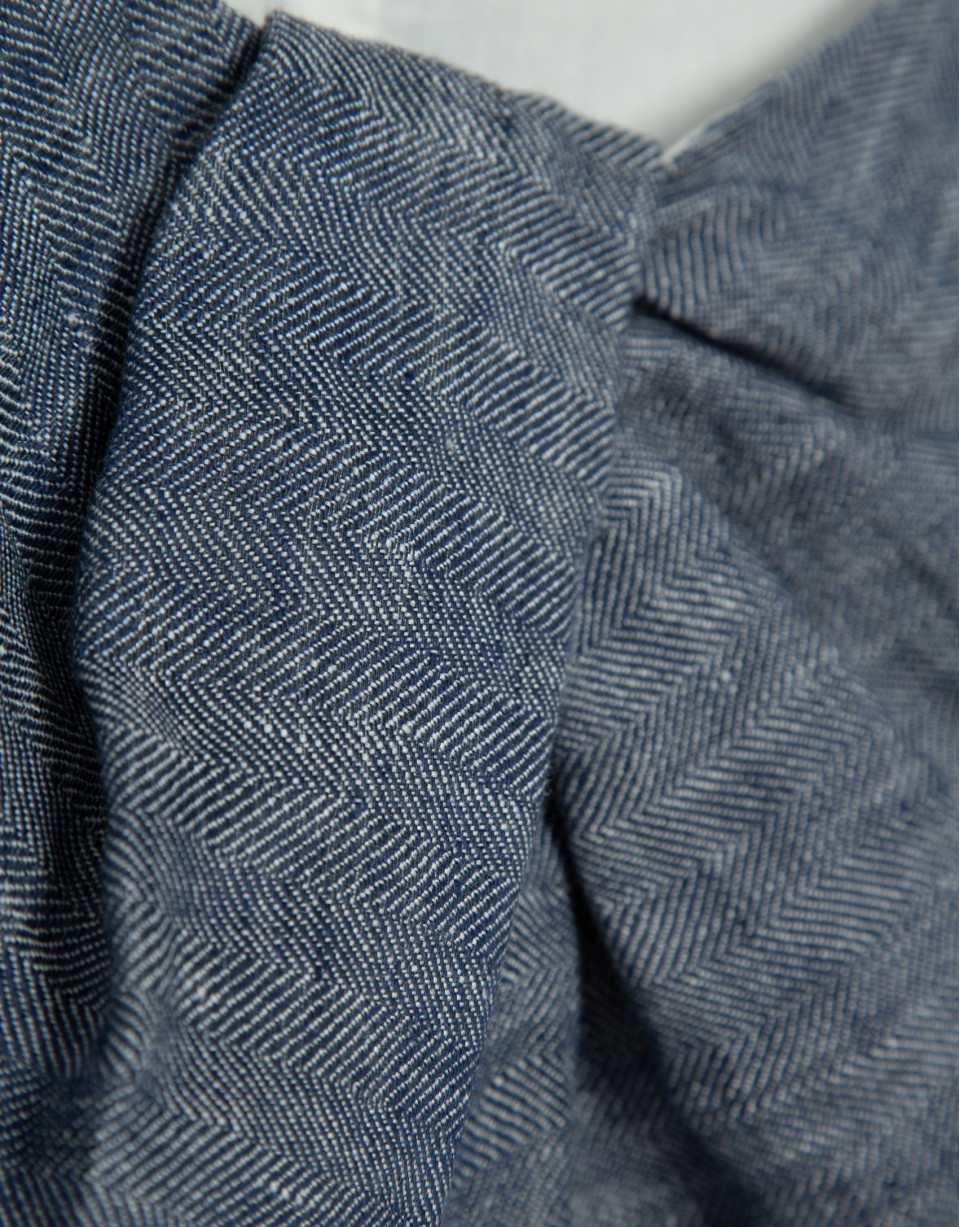 Blue linen gathered sleeveless blouse - Woman | Roberto Verino