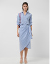 Camisa algodón blanco con listas azules - Mujer | Roberto Verino
