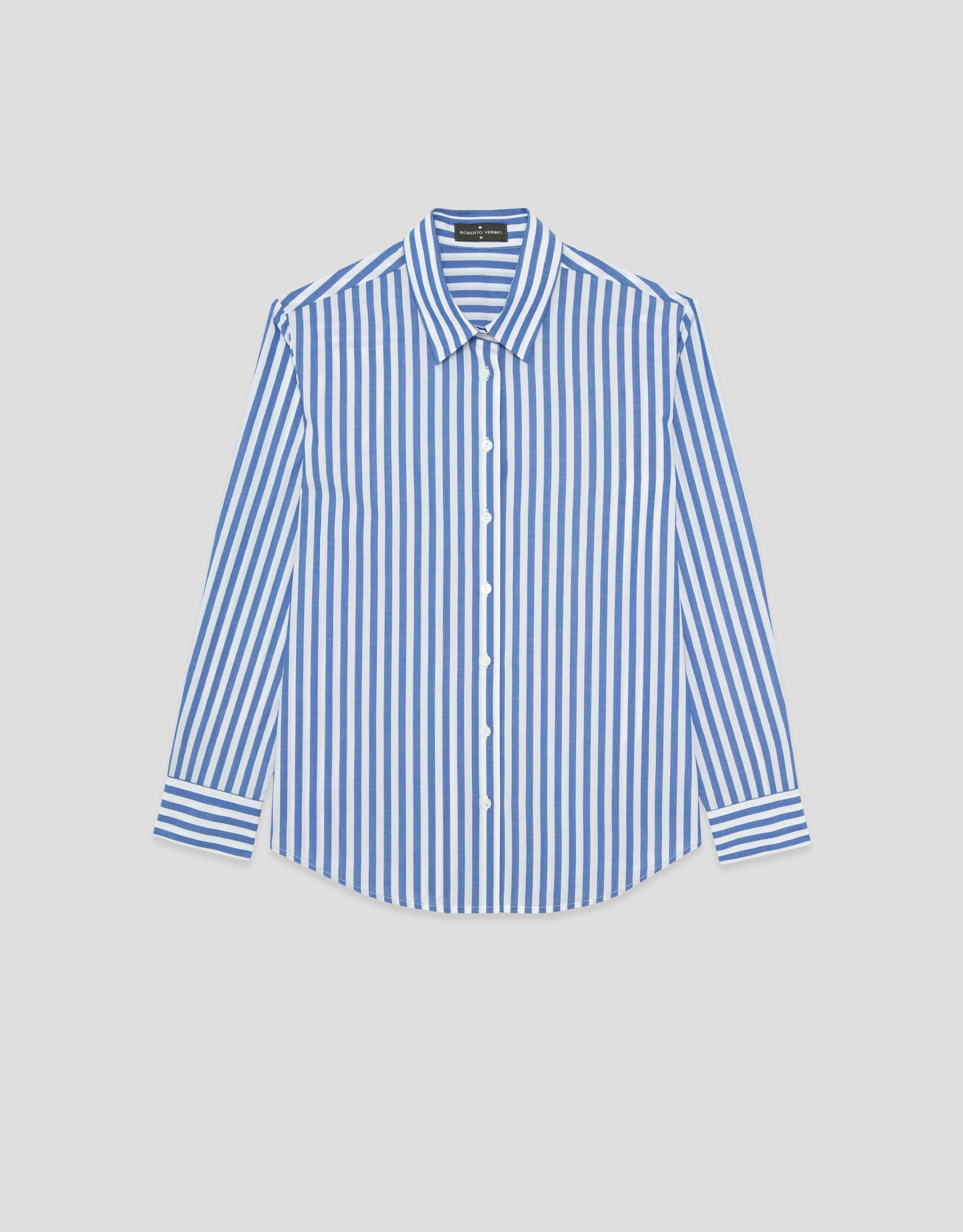Camisa algodón blanco con listas azules - Mujer | Roberto Verino