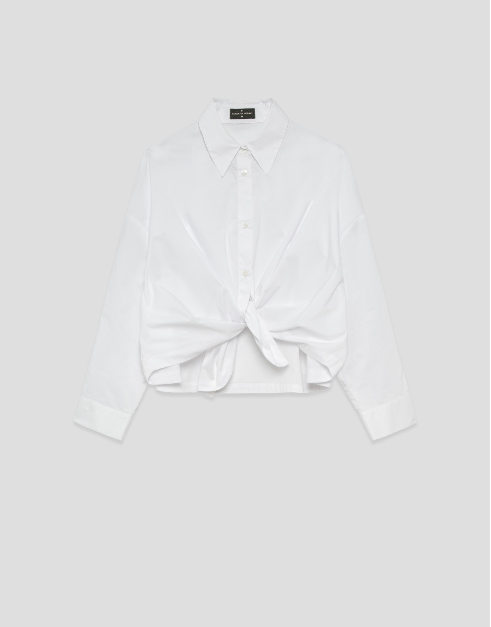 White long-sleeved knotted shirt - Woman | Roberto Verino