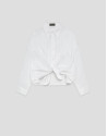 White long-sleeved knotted shirt - Woman | Roberto Verino